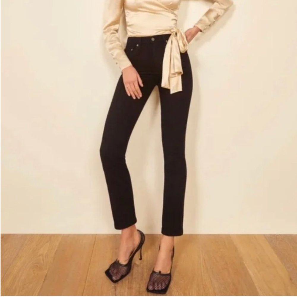 NWT Reformation High Rise Liza Straight Jeans in Black - Size 29